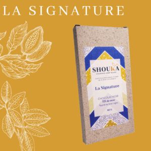 La Signature – Chocolat noir – 72% cacao – fourrée au Kroc cajou<br><small class="productArchive-tag">BRÉSIL</small>