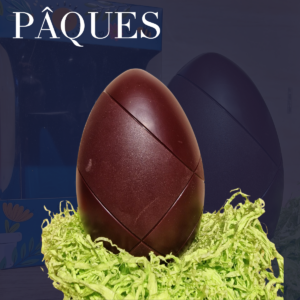 Œuf de Pâques lait 52% cacao avec fritures – Tanzanie<br><small class="productArchive-tag">PÂQUES</small>